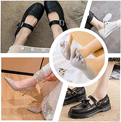 6 pares de femininos meias de compressão ortopédica, meias de cinco dedos, meias de dedo dividido, m