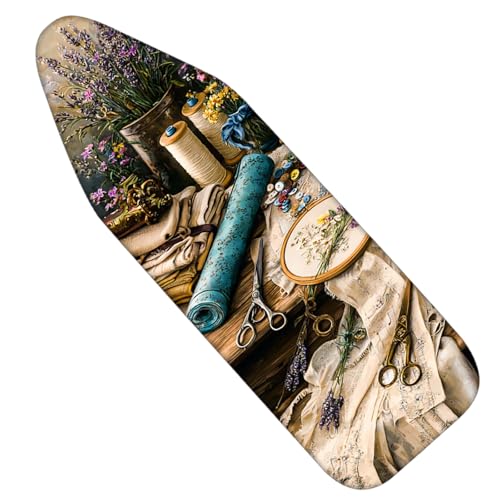 Image of Nuxovilar Lavender Embroidery Ironing Board Cover 15x54 Polyester | Iron Pad Scorch Guard laundry helper protective board shield home laundry room craft studio (Lavender Supplies)