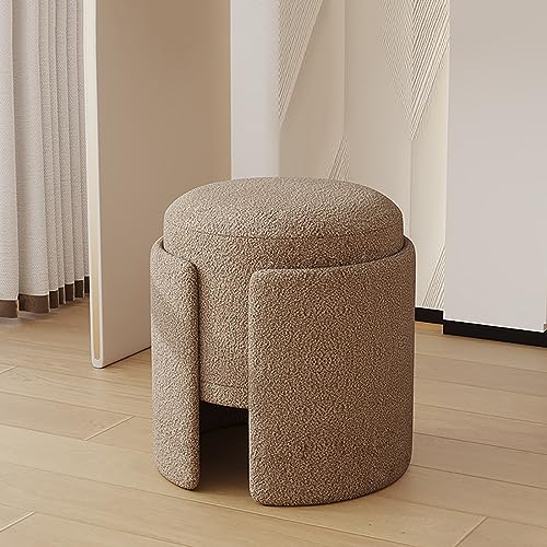 Taburete reposapiés tapizado redondo con asiento acolchado para dormitorio y sala de estar 2