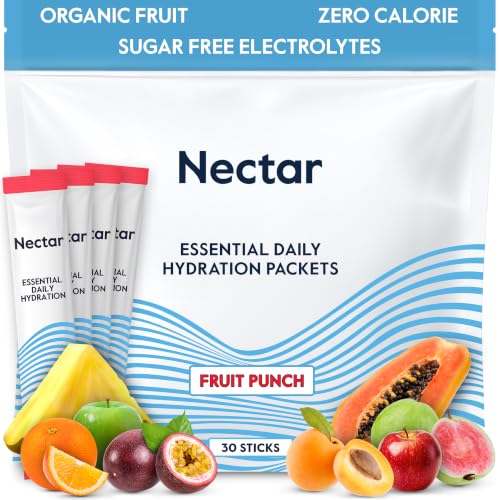 Image of Nectar Hydration Packets - Electrolytes Powder Packets - Sugar Free & 0 Calorie - Organic Fruit Liquid Daily IV for Dehydration Relief & Rapid Rehydration (Fruit Punch 30 Pack)