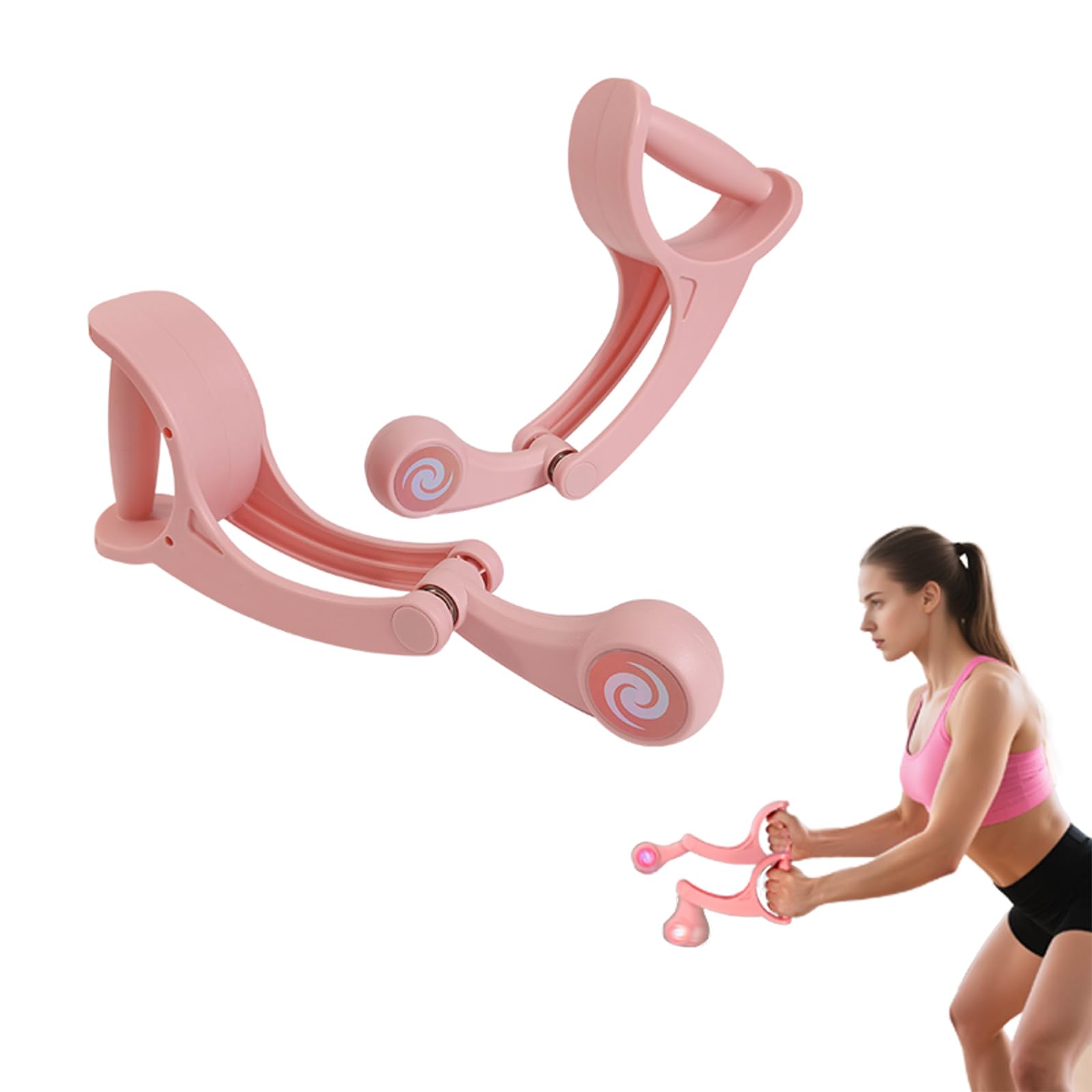 Rotatable Ropeless Battle Rope;Portable Arm Exerciser Rope for Home Gym;Aerobic Training for Men & Women (Pink)-image-3