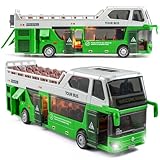 Yewkou Toy City Bus with Lights & Sounds for Boys and Girls, Realstic Double Decker Bus Toy Great Gift for Kids Boys Girls Ages 3 and Up (Green)