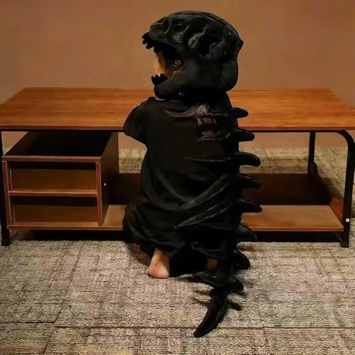 Disfraz de dinosaurio esqueleto negro enterizo de algodón cómodo 5