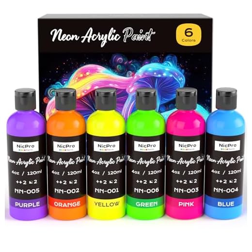 Nicpro Leuchtfarbe 6 Farben X 120ML, Fluoreszierende Acrylfarben Set, Leuchten im Dunkeln, Fluoreszierende Farbe für Diy-Projekte, Partybekleidung, Halloween, Weihnachtsdekorationen
