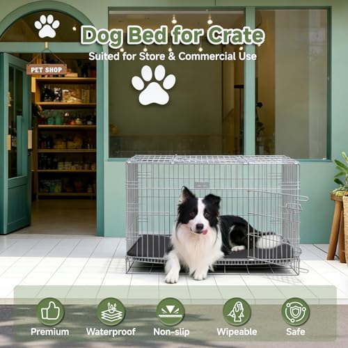 Image of Outdoor XXL Dog Crate Pad, Waterproof Wipeable Mat Bed, 47x29, Black | Wipeable Kennel Mat Pet Sleeping for Large Dogs, Waterproof, Outdoor, Anti-Slip, Suit for Travel, Trunk, Kennel