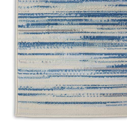 Nourison Jubilant Abstract Blue 2'3" X 7'3" Area -Rug, Easy -Cleaning, Non Shedding, Bed Room, Living Room, Dining Room, Kitchen (2X7) #TOP4