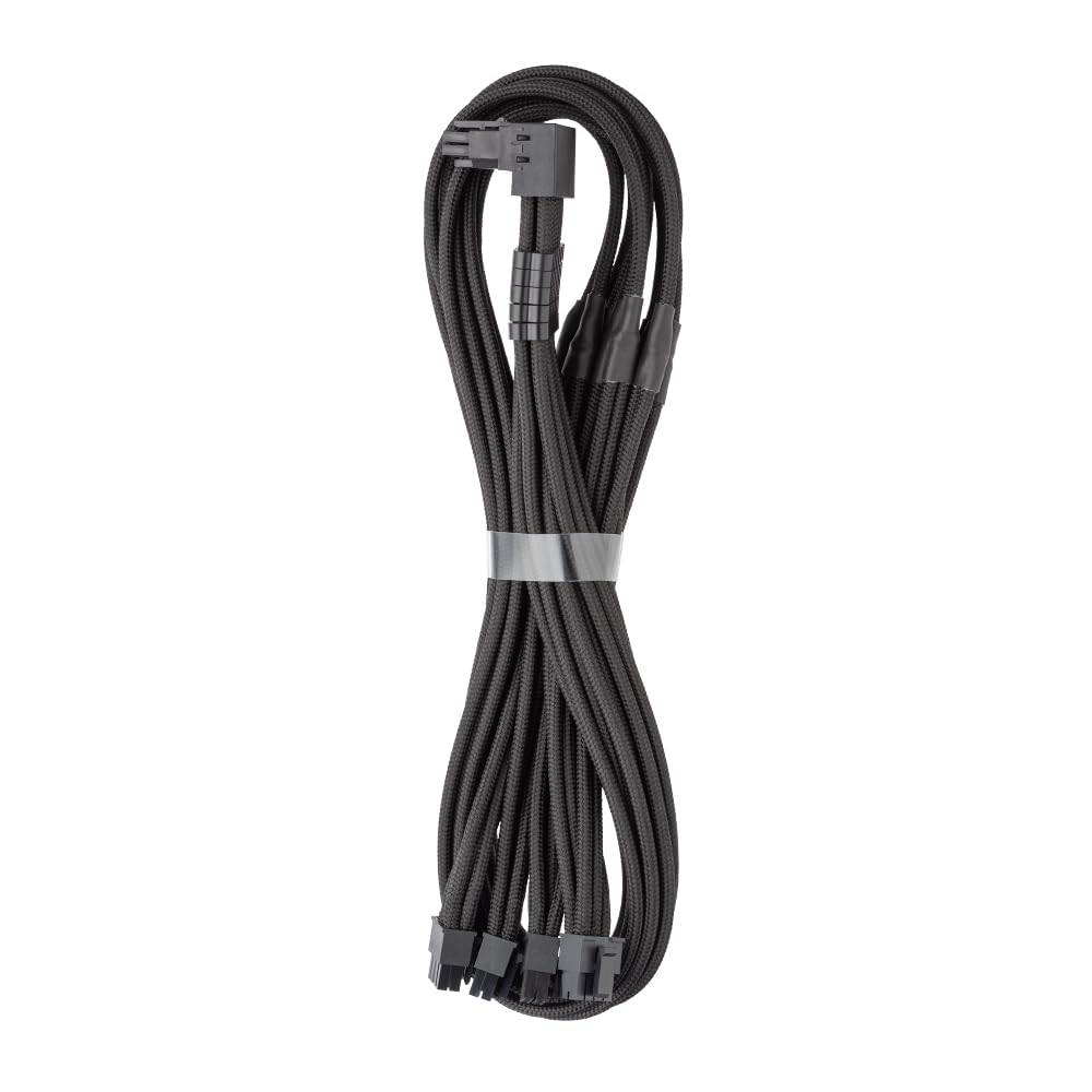 CableMod C-Series Pro ModFlex Sleeved 12V-2x6 12VHPWR 90° StealthSense PCIe Cable for Corsair Type 5 RMX Shift - Variant B (Black + Red, 90° 16-pin to Quad 8-pin, 65cm)