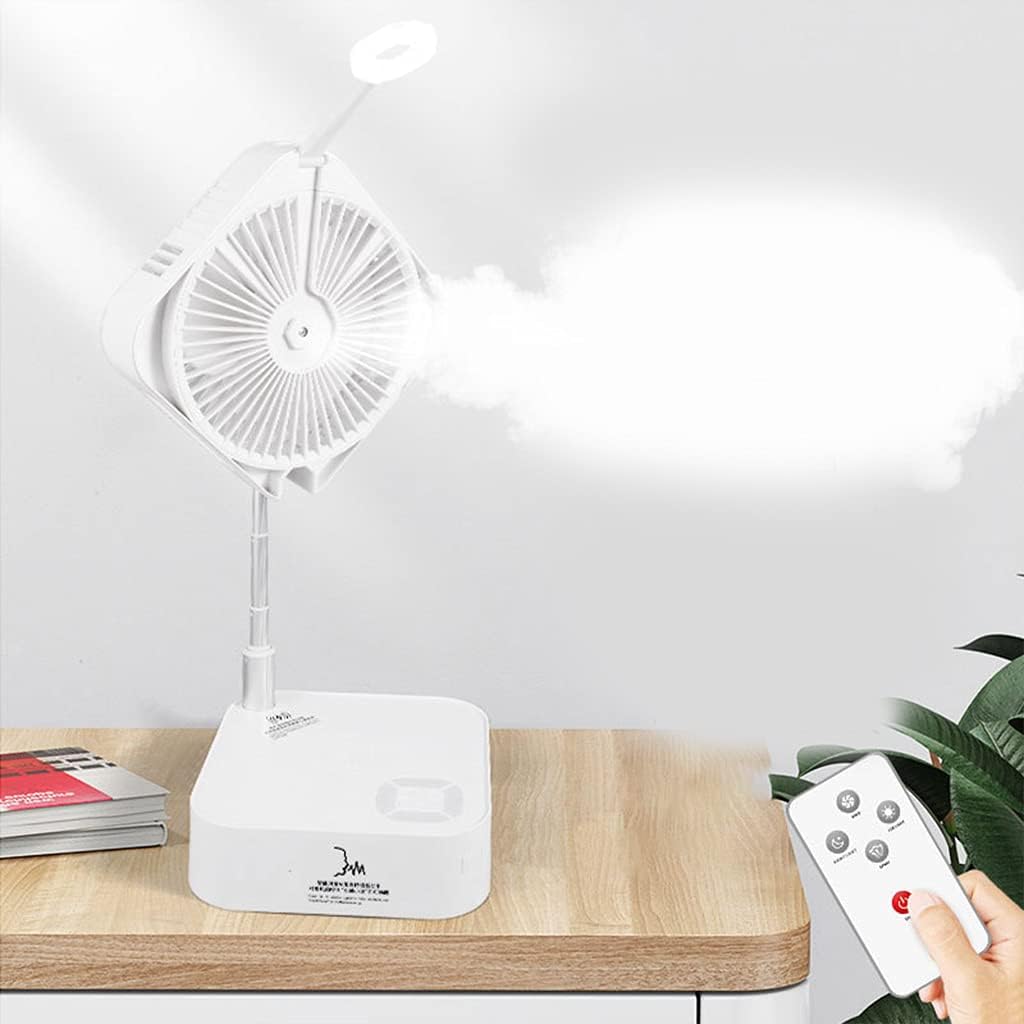 hejhncii Foldaway Stand Floor Fan with Humidifier USB Rechargeable Adjustable Height Desk Fan for Bedroom Office Outdoor Folding Desk Fans Small Quiet Fan USB