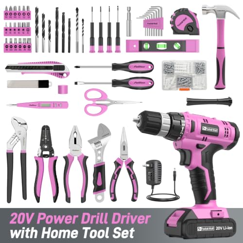 Image of FADAKWALT 20V Cordless Drill Set with Battery, Charger & Carrying Bag, 30N Torque Power Drill /Driver Kit, 21+1 Clutch Settings, 3 /8 inch Keyless Chuck, LED Light, Driver Bits(Pink)