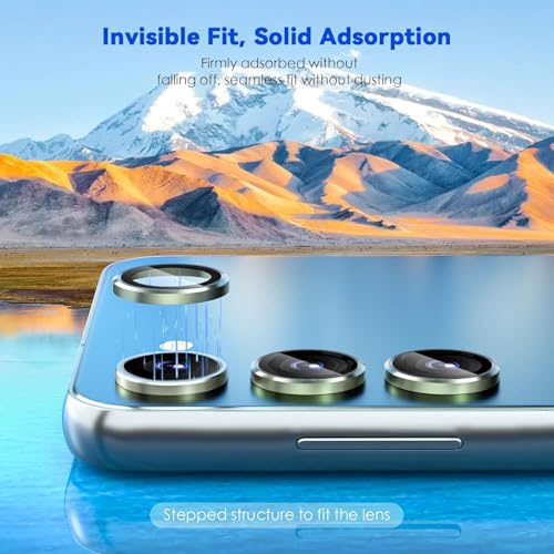 Image of Skinomi Camera Lens Protector Compatible with Samsung Galaxy S24 5G [Anti-Scratch] Premium Tempered Glass Film Aluminum Alloy Lens Ring Cover- Lime Green