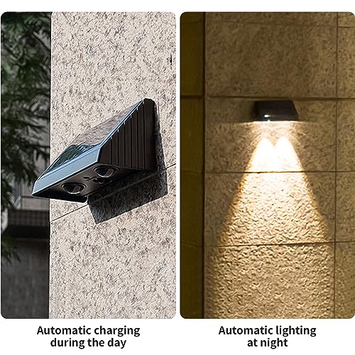 YOHAYO Luces Solares para Jardín Lámparas Solares para Decoración de Exteriores Impermeable IP54 Luz de Escalera Luz de Pared para Valla Terraza Escalones Patio Sendero Blanco Cálido 2 pcs - imagen 4
