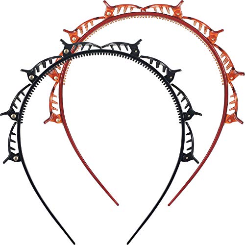 2 Pieces Double Bangs Hairstyle Hairpin Double Layer Twist Plait Headband Hair Bands Headbands Teeth Headband for Girls Women Party Casual DIY