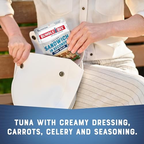 Image of Bumble Bee Sandwich in Seconds Tuna Salad, 2.5 oz Pouch - Ready to Eat - Wild Caught Tuna Packet - 8g Protein per Serving - Gluten Free