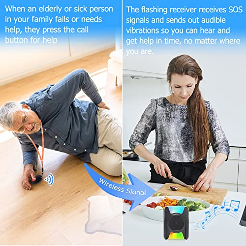 image for CallToU Caregiver Pager Wireless Call Button Vibration Pager 1000FT Nu