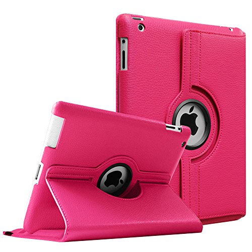 Fintie Rotating Case for iPad 4 3 2 (Old Model) 9.7 inch Tablet - 360 Degree Rotating Smart Stand Protective Cover Auto Wake/Sleep for iPad 4th Gen Retina Display, iPad 3 & iPad 2, Magenta