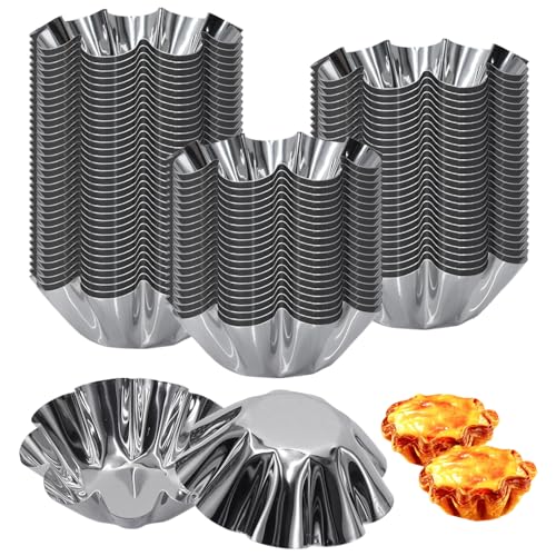 GYSRXS 30 Pièces Moule Mini Tartelette Antiadhésifs Moule à Tarte aux œufs Acier Inoxydable Moules à Gâteau pour DIY Cupcakes,Tartes, Muffins,...