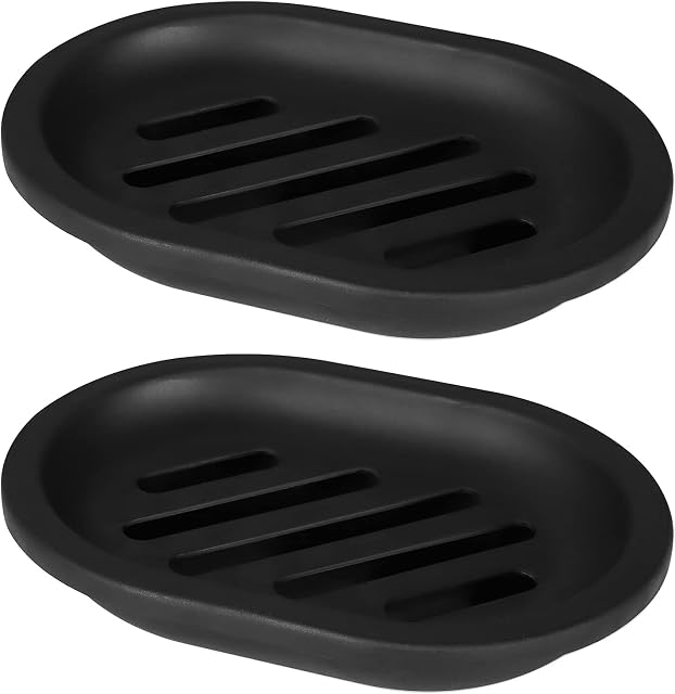 TOPSKY 2-pack Soap Dish, Soap Holder, Soap Saver, Easy Cleaning, Dry, Stop Mushy Soap (Black)