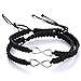 RINHOO Handmade Key and Lock Lovers Braided Bracelet with Prince and Princess Letter Jewelry Set (Infinity(Black))