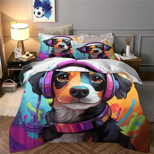 Parure de lit chien art 3D en microfibre résistante super king