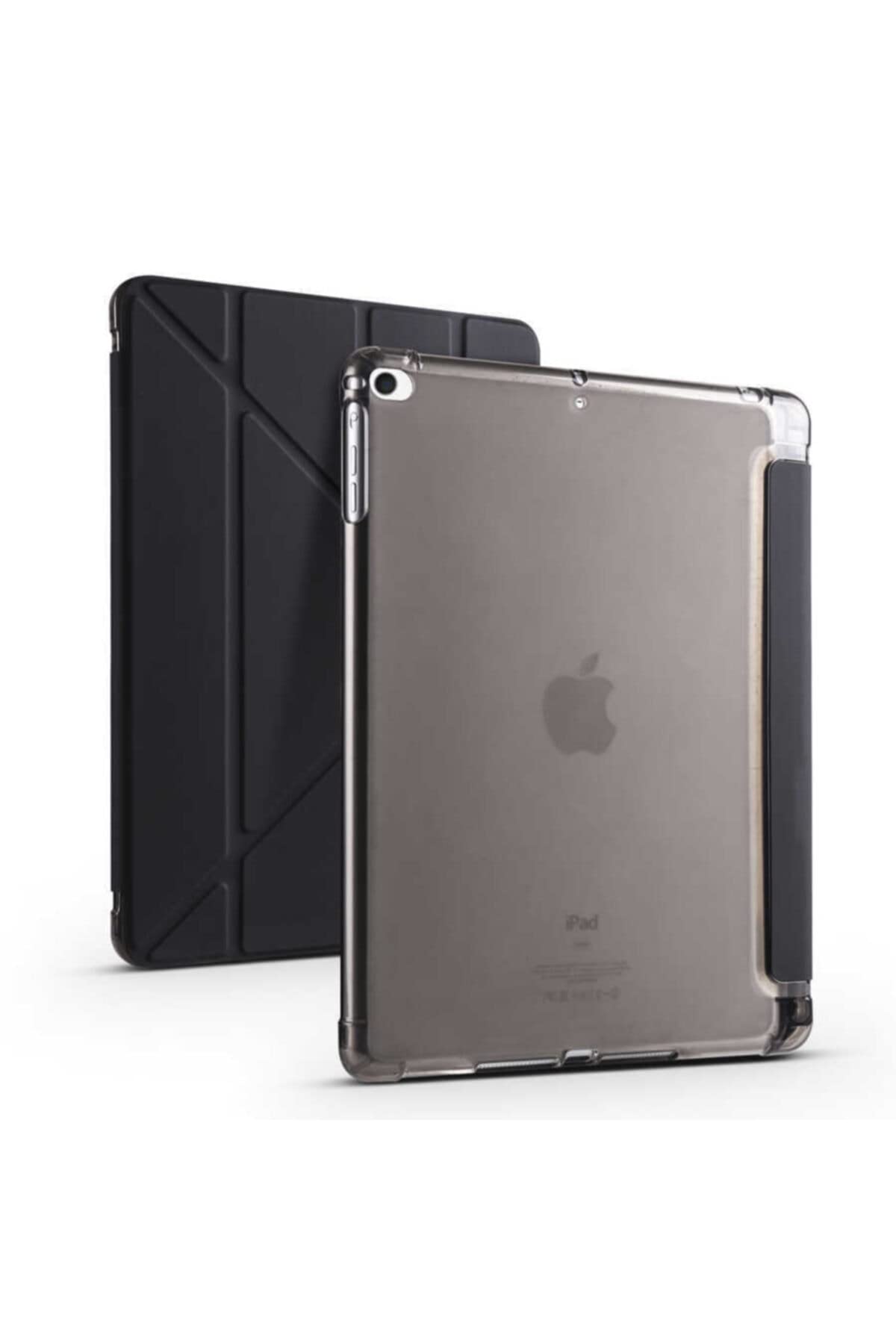 Zore Apple ile uyumlu iPad 9.7 2017 (5.Nesil) Kılıf Tri Folding Kalem Bölmeli Standlı Kılıf Siyah
