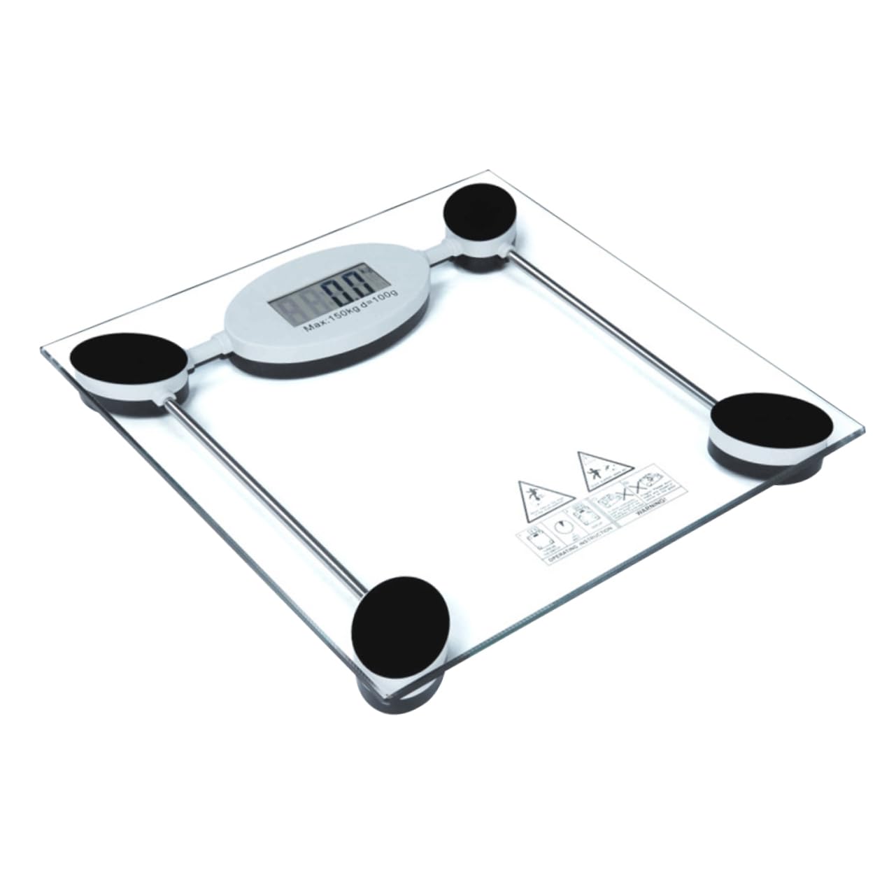 Báscula de Peso Corporal Transparente de 28cm 150 Kg | Vidrio Templado y Plástico, Sensor Táctil, Sensores de Alta Precisión, Pila Tipo Botón Incluida