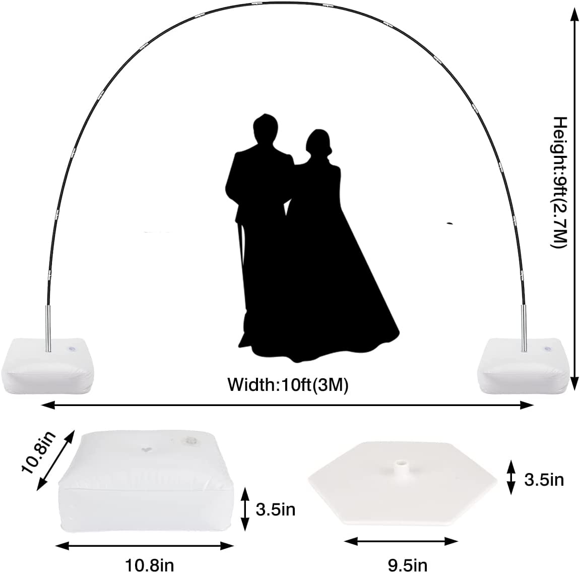 DUILE Balloon Arch Kit 9ft Tall 10ft Wide Adjustable Balloon Holder Kit with Water Fillable BaseDIY Balloon Arch Garland Kit with Pump for Halloween Decoration Decoration