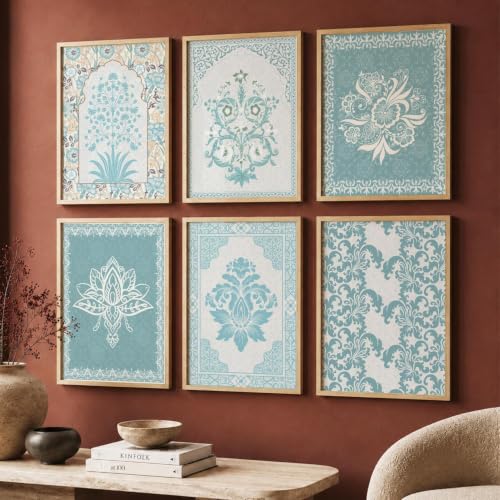 Image of kotart - Madhubani Art Paintings with Frame for Home Decoration - Traditional Framed Painting Living Room Bedroom Office Decor - Wall - Set of 6 (14X20 Inch, B)