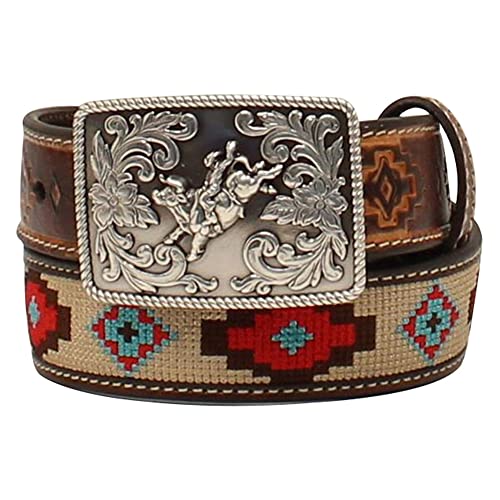 3D Western Belt Boys Embossed Aztec Design Leather D120002008