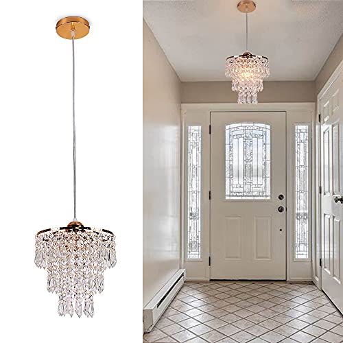Frixchur Small Gold Chandeliers Flush Mount Chandeliers Ceiling Lights For Girls Bedroom Modern Raindrop Crystal Hanging Light Fixture For Hallway Dining Room Kids Room E26 #TOP3