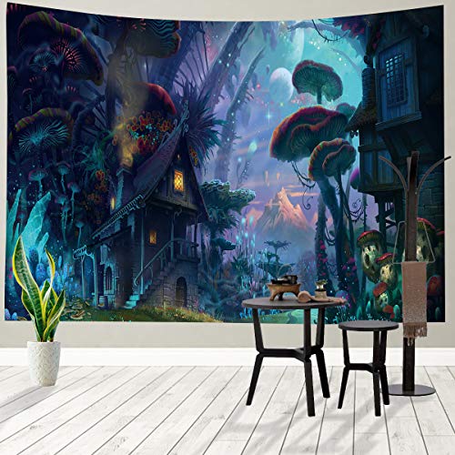 KaO0YaN Wandtapijt, wanddoek, tapijt, sprei, Indian Wall Hanging, Bed Sheet, Comforter Picnic Beach Sheet, Traumwaldhuis… - Afbeelding 3