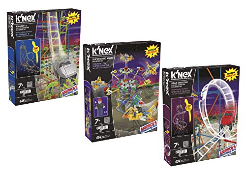 K'nex 41 Thrill Rides Parque de Atracciones Espacial con Motor. 3 Modelos Surtidos. 434/448/464 Piezas. +7 años. Ref. 41114, 30.5 x 24.9 x 6.3 (Chicos