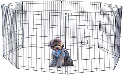 MDC IMPORTS (UK) LTD BUNNY BUSINESS 8 Panel Playpen Suitable for Rabbits/Guineas/Dogs and Cats, Small (M, BLACK)