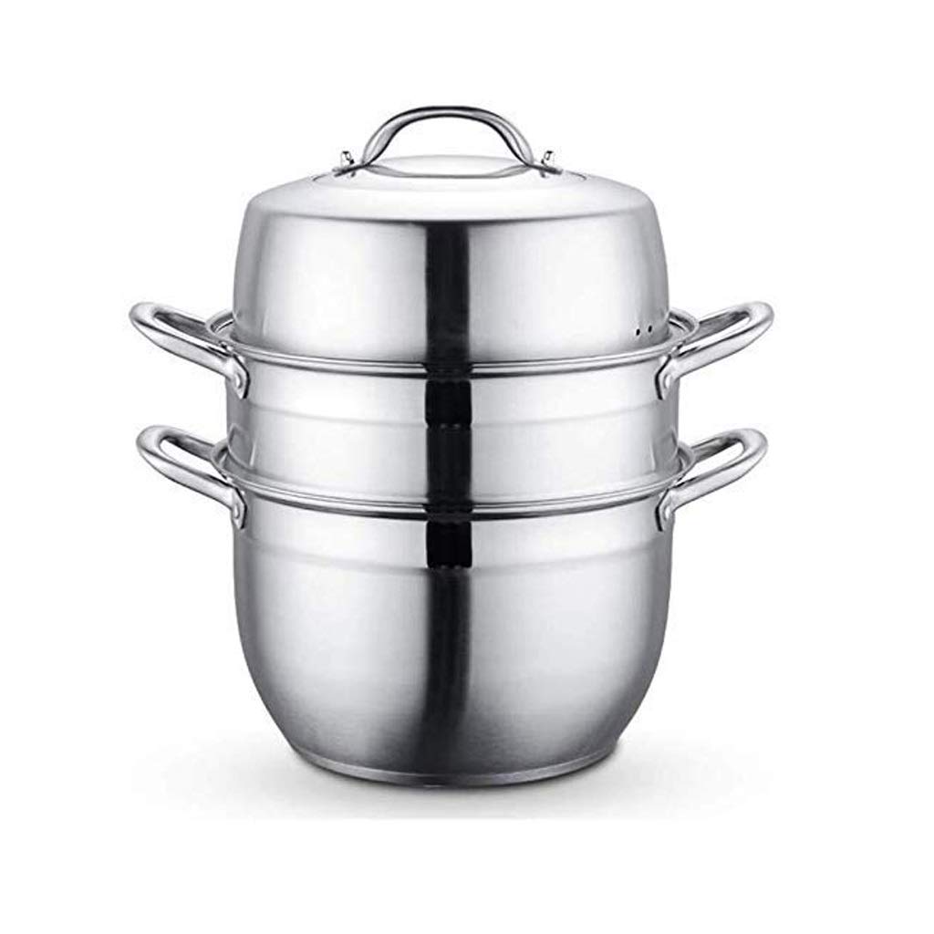 GTHTUHFD Stainless Steel Multilayer Steamer, Tempered Glass Lid With Vent, Hollow Handle Suitable For All Induction Cookers,32Cm,30Cm,30Cm (Size_Name 28Cm),size_name-28cm