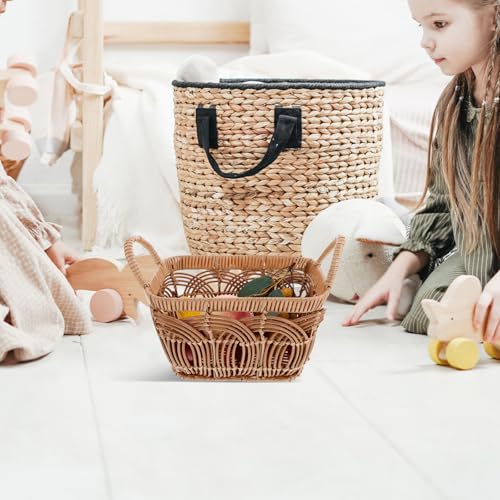 Cesta de mimbre vintage indeformable AKOOSY con asa para entrada 5