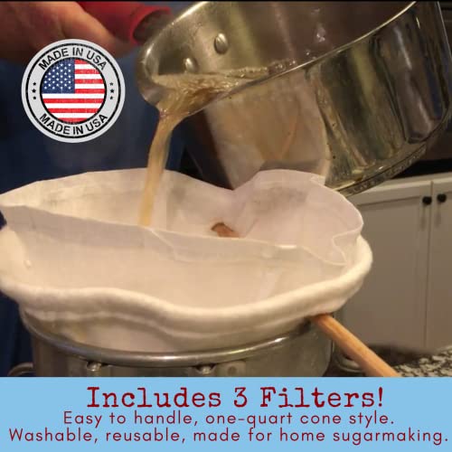 Maple Tapper 3 Pc. Maple Syrup 1 Qt. Filter Set - Reusable Premium Synthetic Filters – One (1) Heavy Duty Boiling Filter And Two (2) Pre Filters For Sap Collection - Maple Sugaring Instruction Card #TOP1