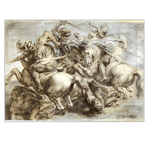 Leonardo da Vinci《Die Schlacht von Anghiari》Leinwand Malerei Kunstwerk Poster Bild Wanddekor Home Wohnzimmer Dekoration 40x60cm Rahmenlos Cover