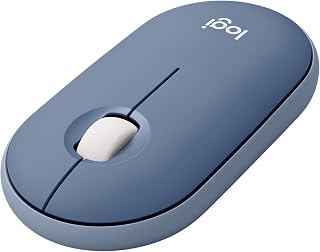 ロジクール ワイヤレスマウス 無線 マウス Pebble M350BU 薄型 静音 ブルーベリー USB Bluetooth ワイヤレス 左右対称型 windows mac Chrome Android Surface iPad OS M350 国内正規品