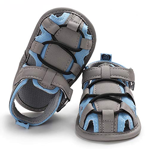 Baby Boys Girls Sandals Soft Sole Summer Infant Crib Shoes Lightwight Toddler Prewalker Outdoor Walking Shoes((6-12 Months Infant), Blue)