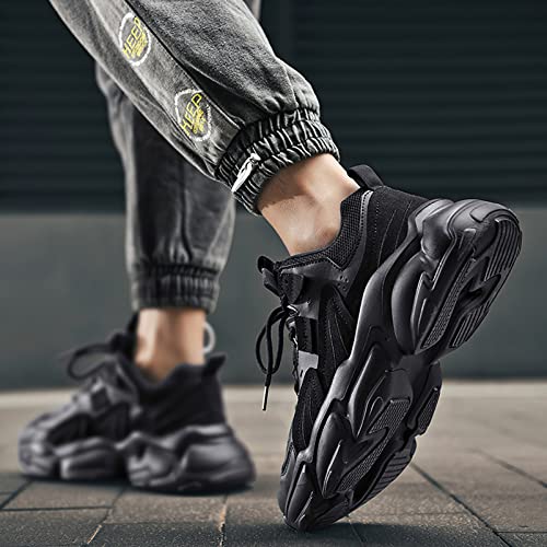 ANUFER Mens PU Sport Shoes Fashion Chunky Sneakers Height Increasing Trainers3