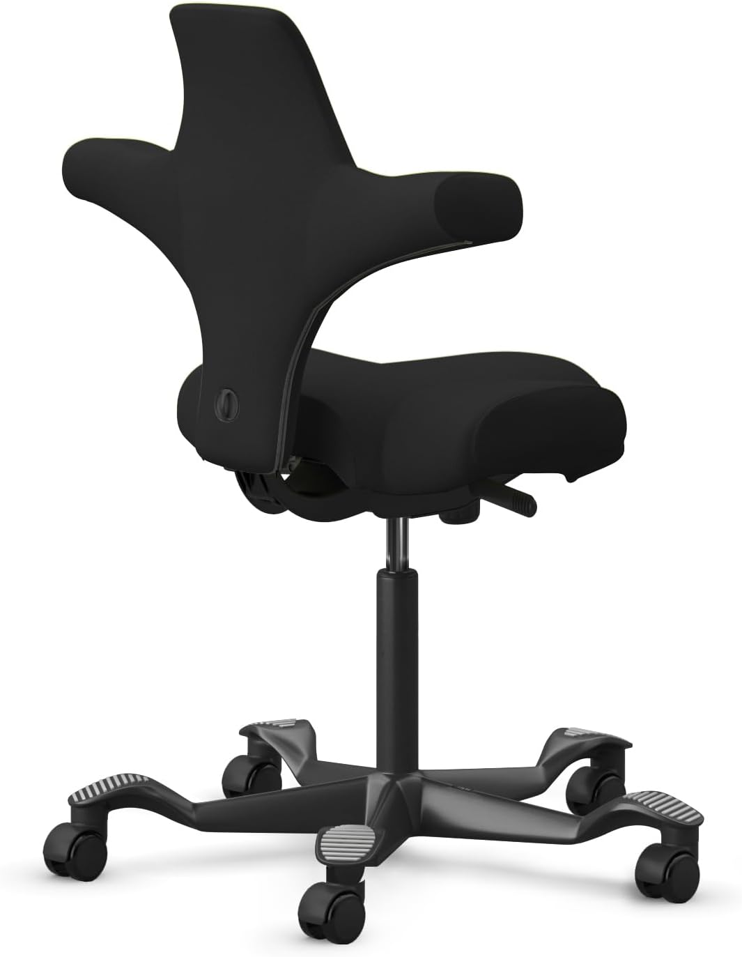 HAG Capisco Adjustable Sit to Stand Desk Chair - Black Frame - Leather Black Seat