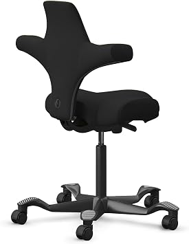 HAG Capisco Adjustable Sit to Stand Desk Chair - Black Frame - Leather Black Seat