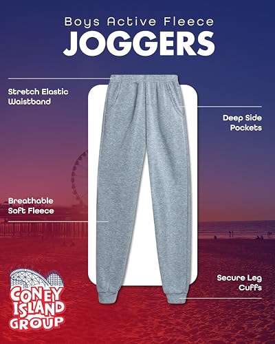 Coney Island Boys Sweatpants - 4 Pack Athletic Sweat Pants with Pocket Soft Boys Joggers Kids Sweatpants (Sizes 5-16)2