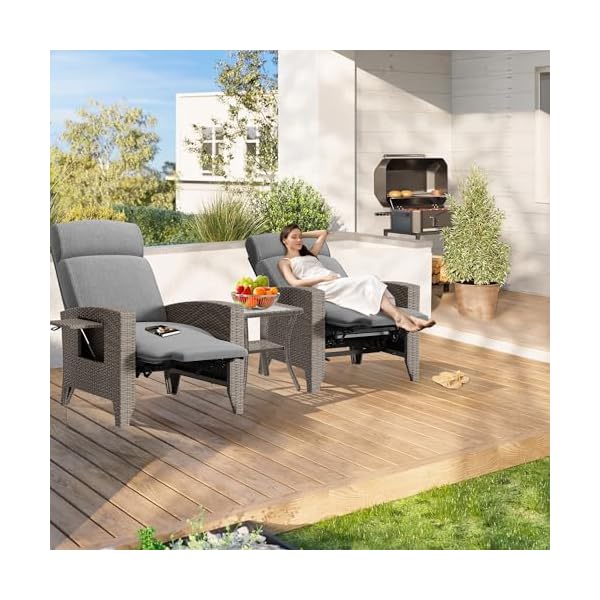 Patioco Rattan Relaxsessel mit Liegefunktion und Tisch
