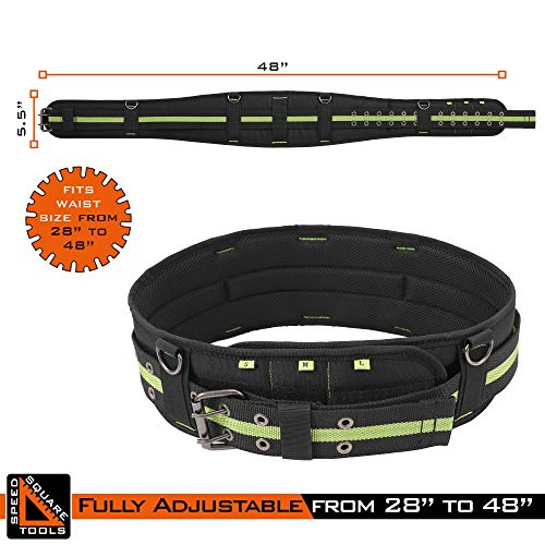 Padded Tool Belt W/ 5-Inch Back Support | Adjustable Waist 28" - 48" 1000D Ballistic Material | Lightweight Comfortable & Strong Durable | Hd Contractor Grade Pouch Apron For Electrician, Construction #TOP3