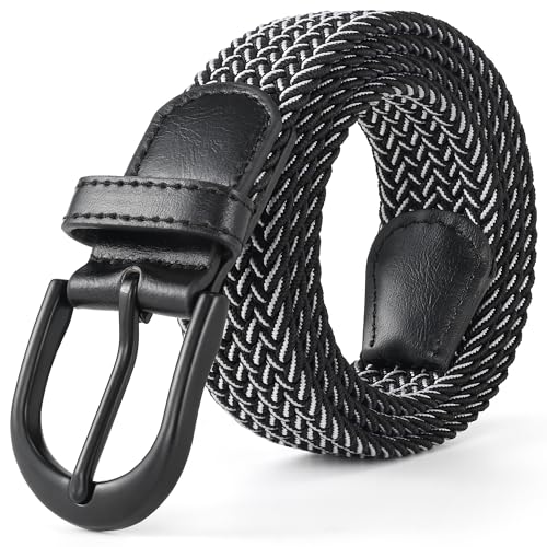 Image of Mile High Life | Braided Stretch Elastic Belts | Pin Oval Solid Black Belt Buckle | PU Loop End Tip Men /Women /Junior Belt