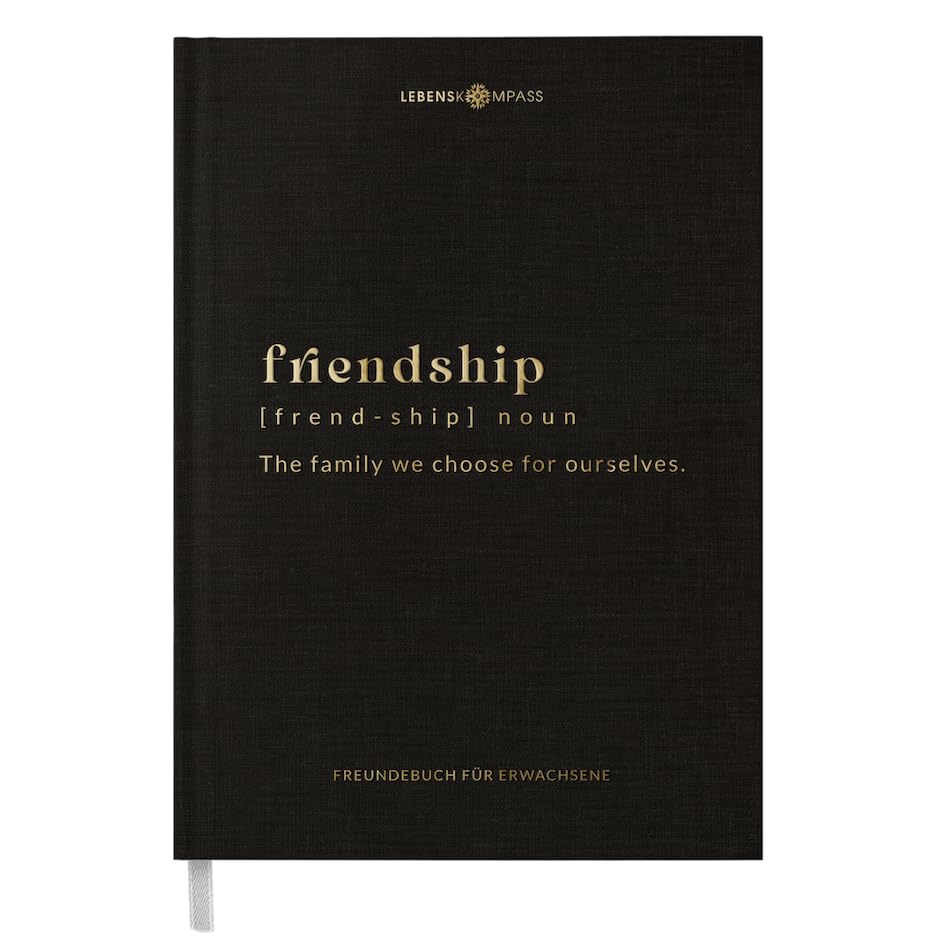 LEBENSKOMPASS Freundebuch für Erwachsene SOULMATE - Ein Erwachsenen Freundebuch Leinen mit für 30 Freunde abwechselnden Vorlagen & extra Gemeinschaftsseiten A5 Hardcover mit Goldveredelung