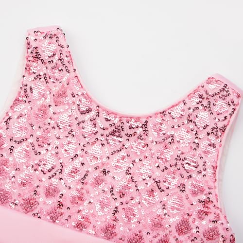 Uhnice Flower Girl Sequin Dress Sleeveless Tulle V-Back Gown Rainbow Prom for Wedding Party3