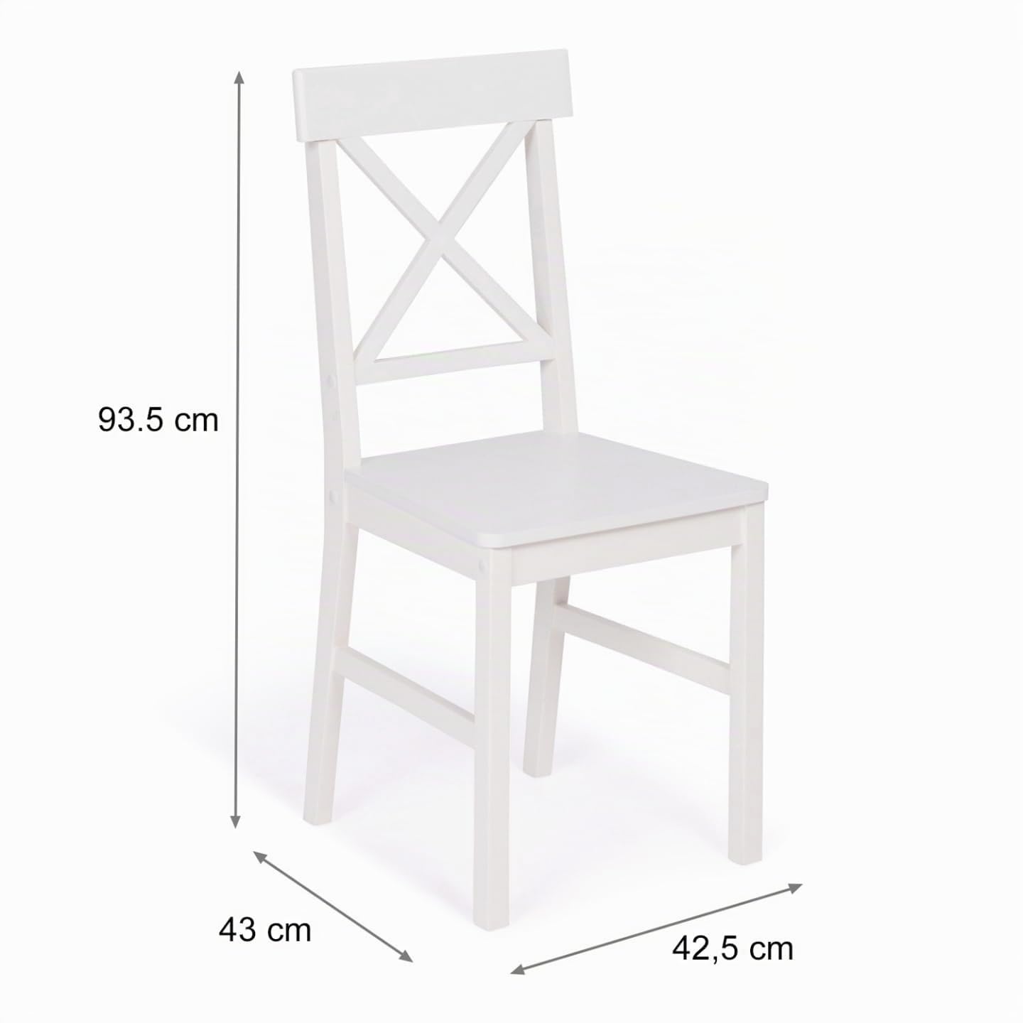 IDMarket Suzanne - Juego de 4 sillas de cocina con cruces de madera blanca