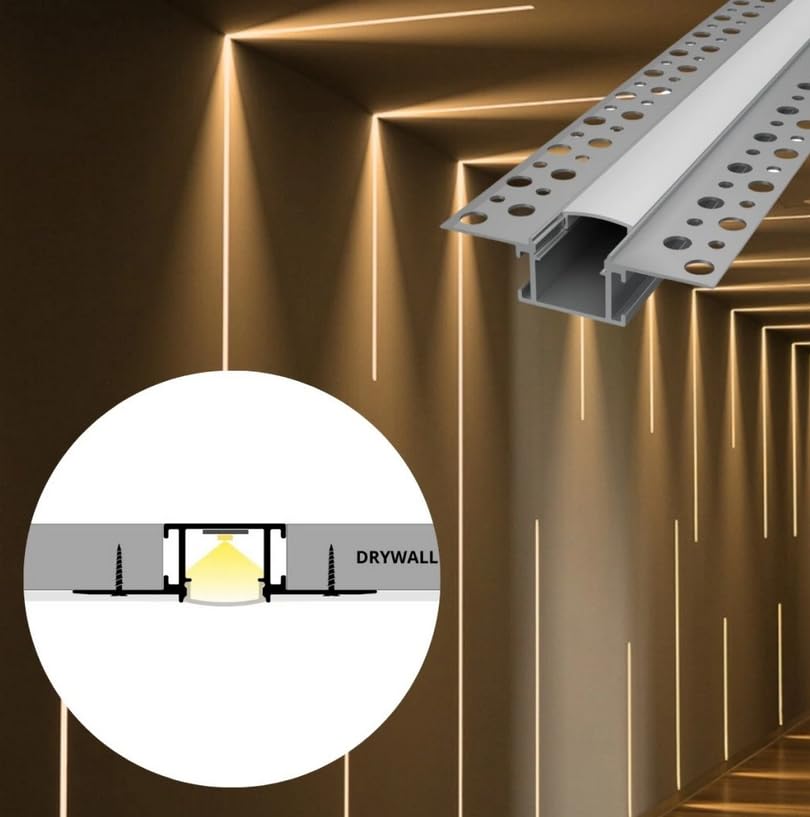 ALU Profil/Einbau Leiste Trockenbau EINPUTZ für Led Streifen + Abdeckung (Trockenbau 14-2m matte Abdeckung) Beleuchtung