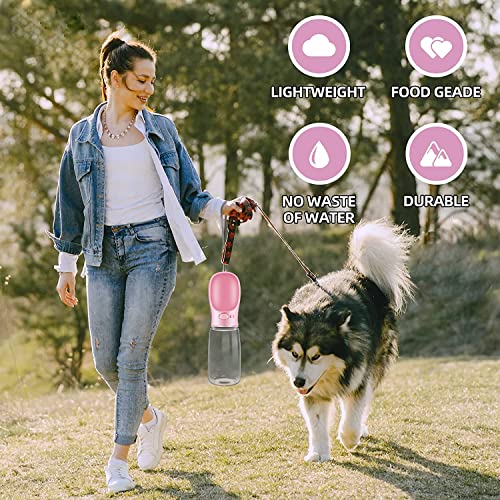 Emwel Hunde-Wasserflasche – 550 ml Wasserfutterstation auslaufsicher, tragbarer Welpen-Wasserspender mit Trinkfutterspender für Haustiere, Spaziergänge, Wandern,
